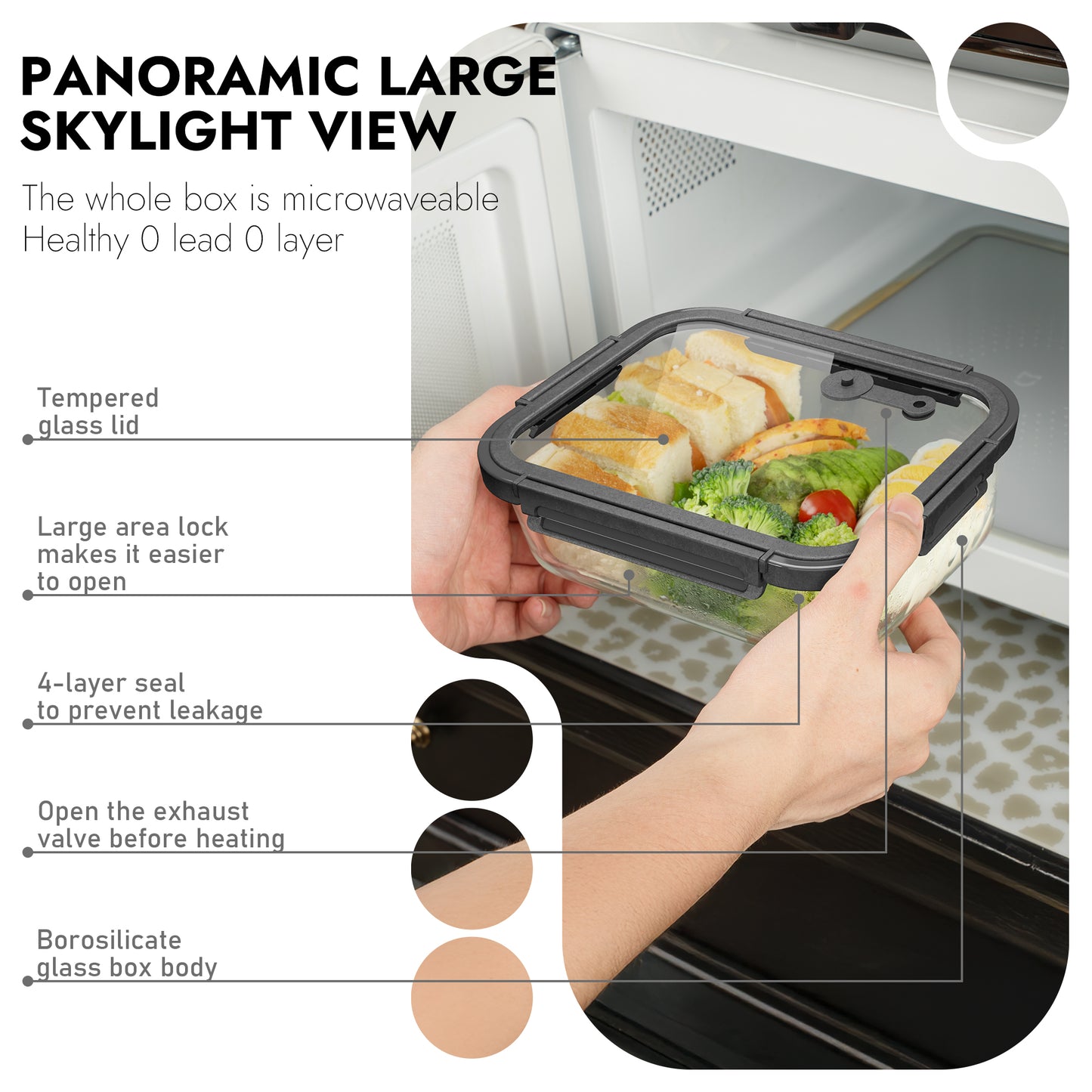 10-Pack Containers Glass Containers with Glass Lids BPA Free, Leak Proof Food Container(Grey)