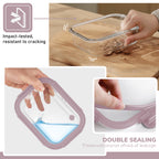 2-Pack Glass Meal Prep Containers,GlassFood Storage Containers with Glass Lids, Sealed Lunch Boxes, Safe for Microwave, Oven, Refrigerator, and Dishwasher（Pink）