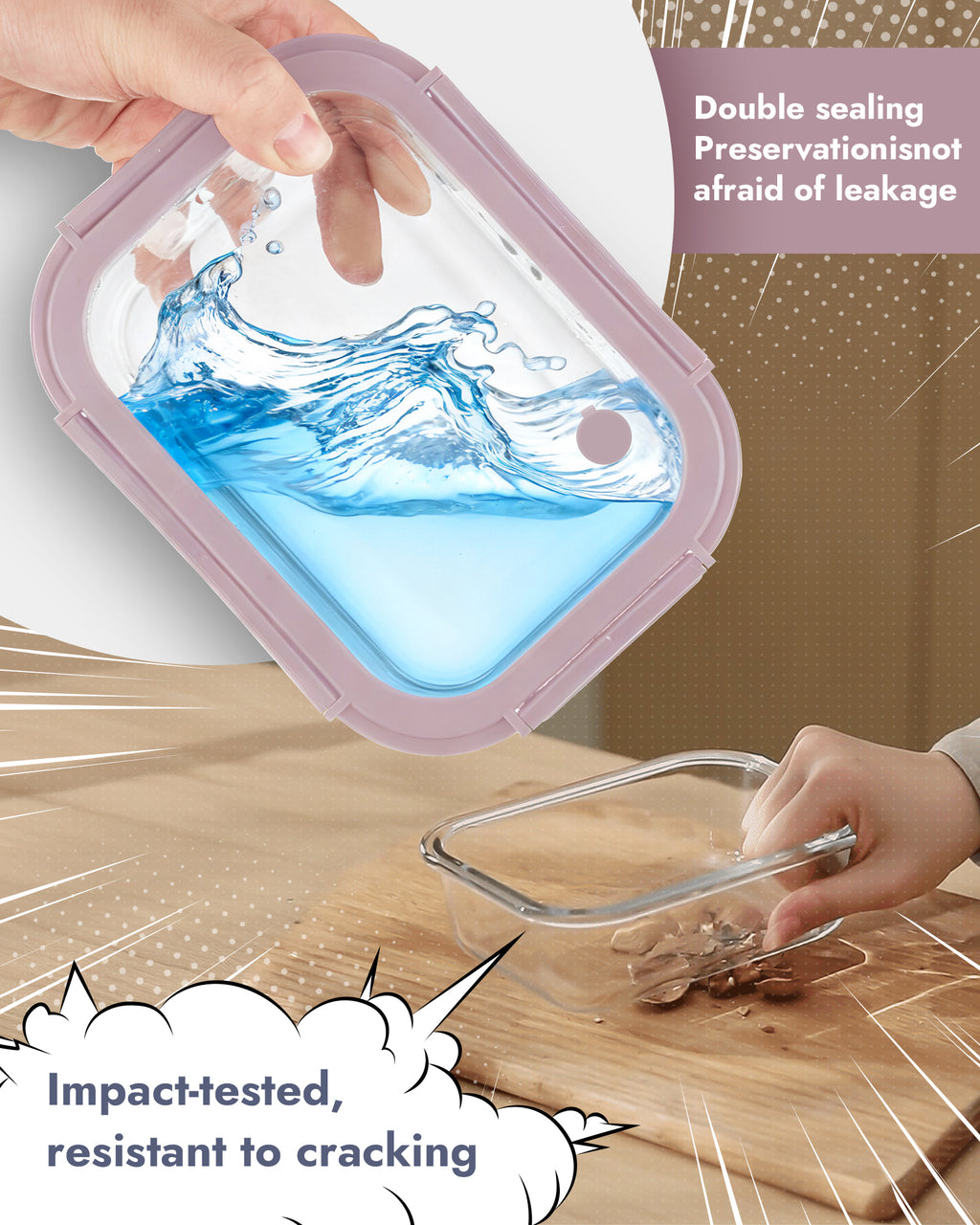 12-Pack Containers Glass Containers with Glass Lids BPA Free, Leak Proof Food Container（Pink）