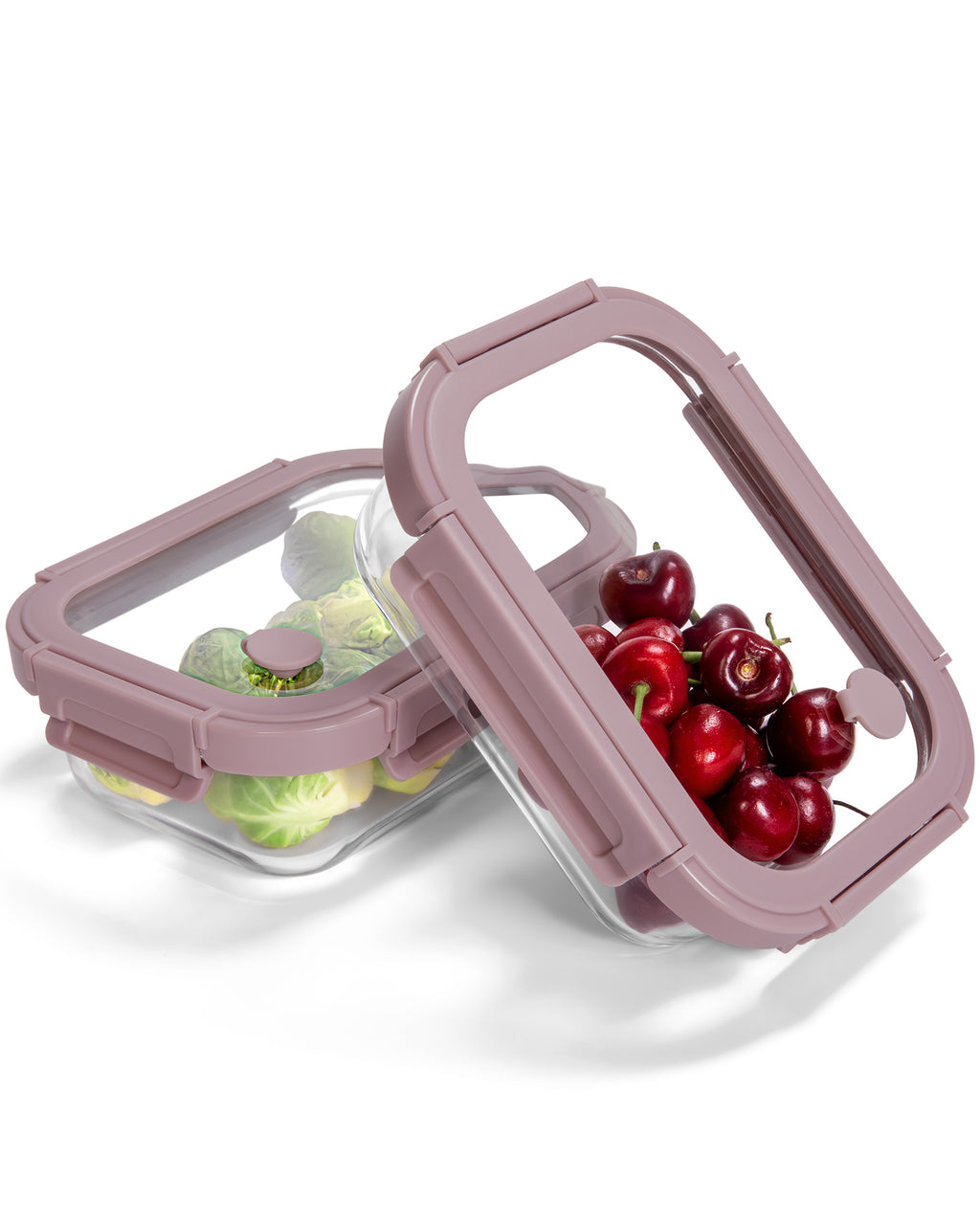 2-Pack Food Storage Containers Glass Containers with Lids BPA Free, Leak Proof Food Container（Pink）