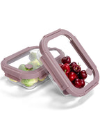 2-Pack Food Storage Containers Glass Containers with Lids BPA Free, Leak Proof Food Container（Pink）