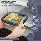 2-Pack Glass Meal Prep Containers,GlassFood Storage Containers with Glass Lids, Sealed Lunch Boxes, Safe for Microwave, Oven, Refrigerator, and Dishwasher (Blue)