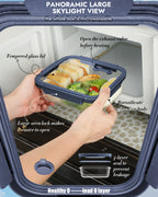 12-Pack Containers Glass Containers with Glass Lids BPA Free, Leak Proof Food Container（Blue）