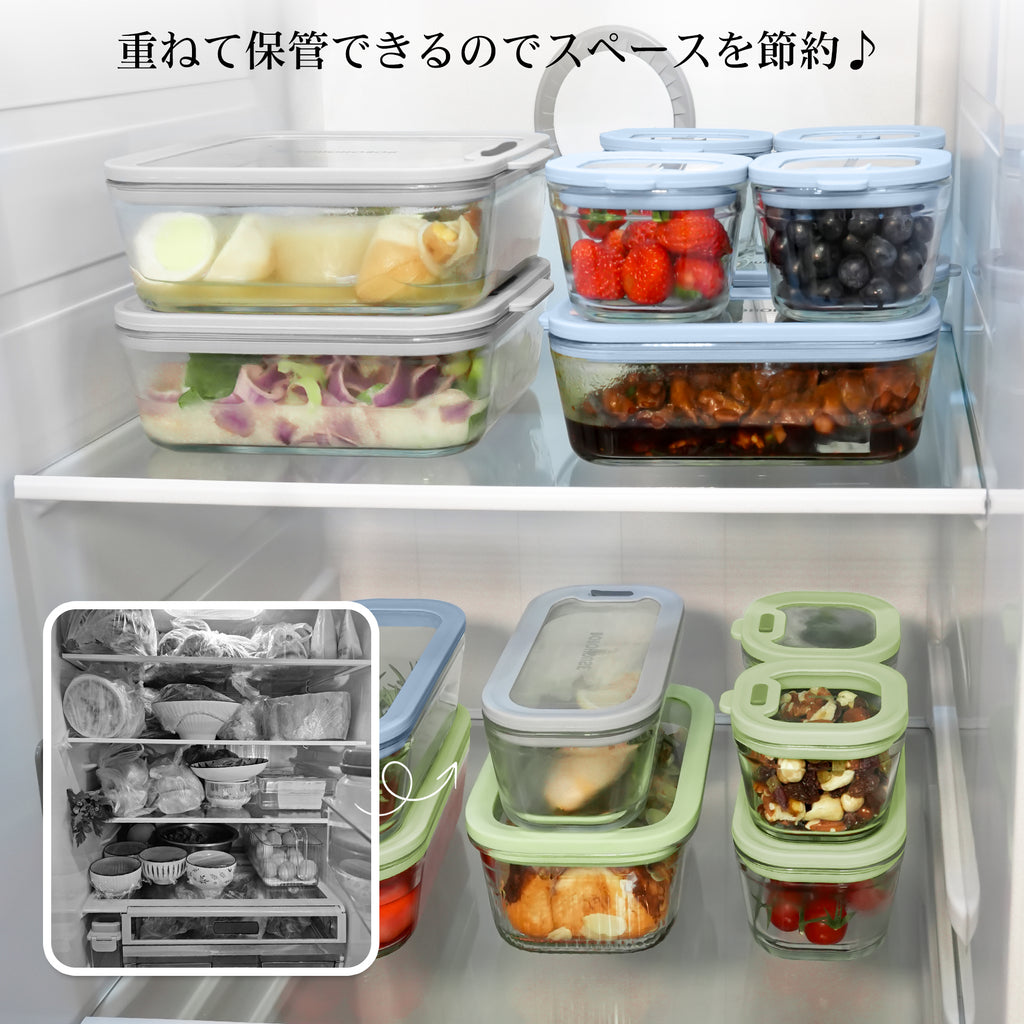 7-Pack Glass food storage container with silicone glass lid, includes gas valve, BPA-free, leak-proof food container（Grey）