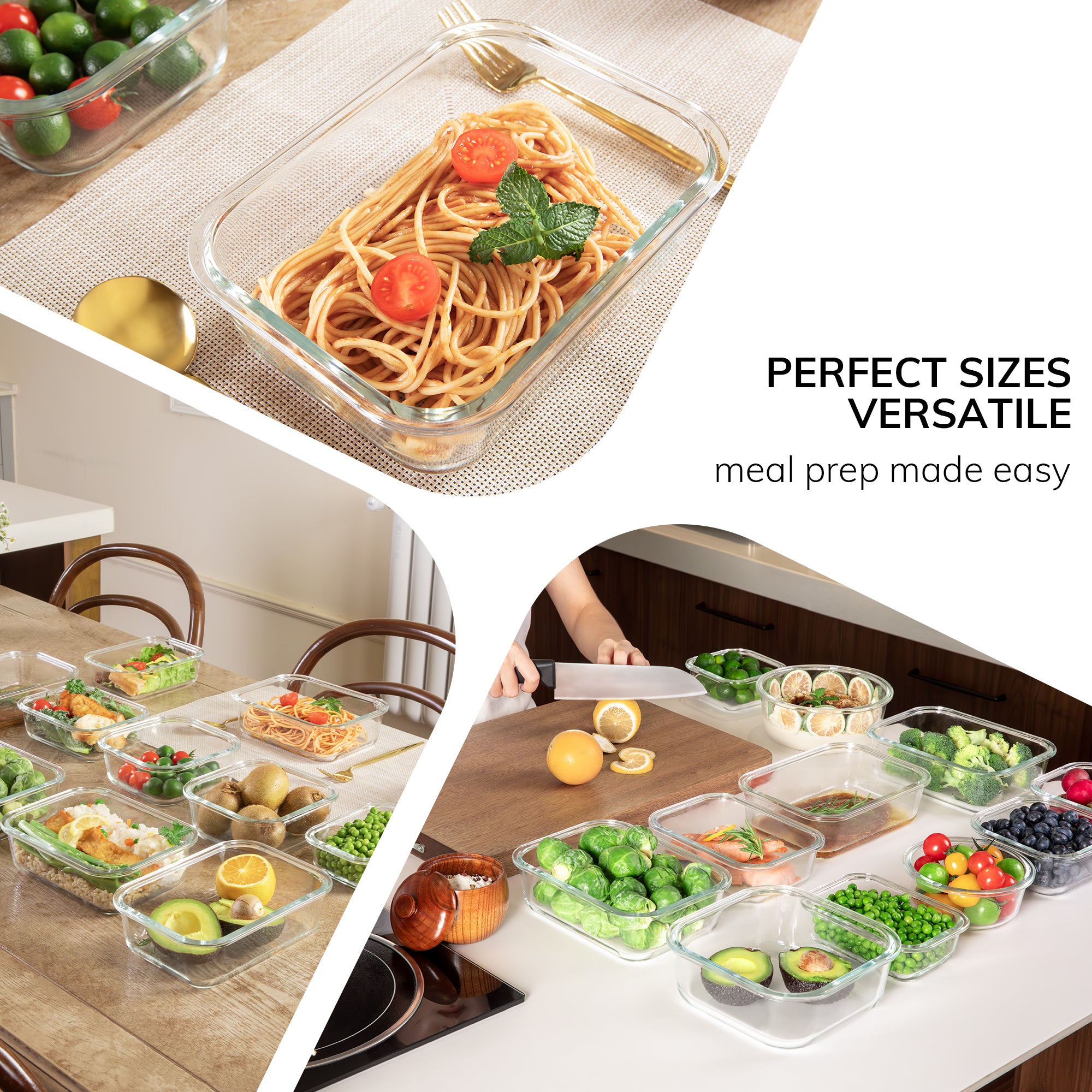 5-Pack Food Storage Containers Glass Containers with Lids BPA Free, Leak Proof Food Container（Grey）