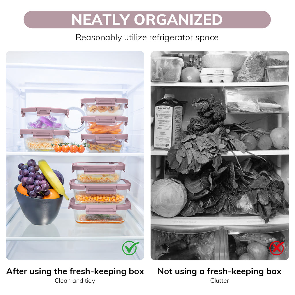 2-Pack Food Storage Containers Glass Containers with Lids BPA Free, Leak Proof Food Container（Pink）