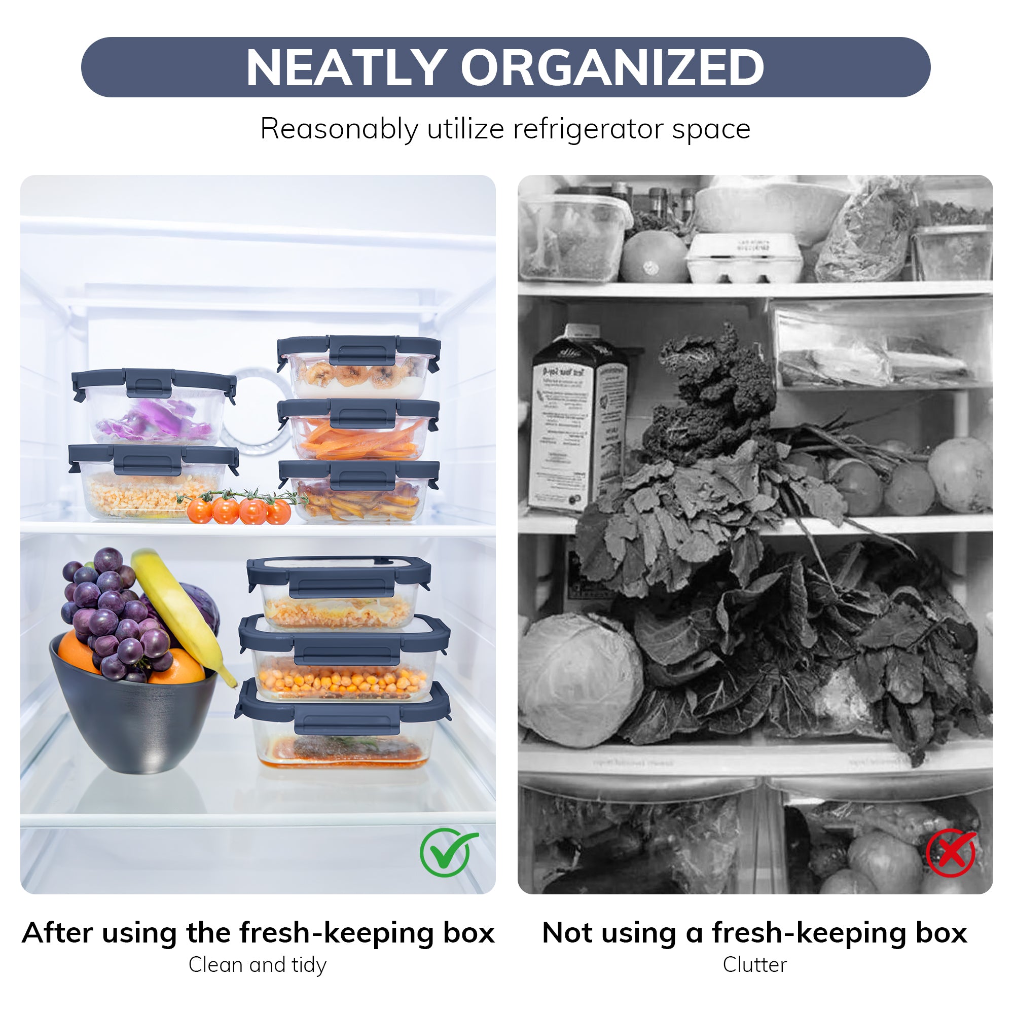 2-Pack Glass Meal Prep Containers,GlassFood Storage Containers with Glass Lids, Sealed Lunch Boxes, Safe for Microwave, Oven, Refrigerator, and Dishwasher (Blue)