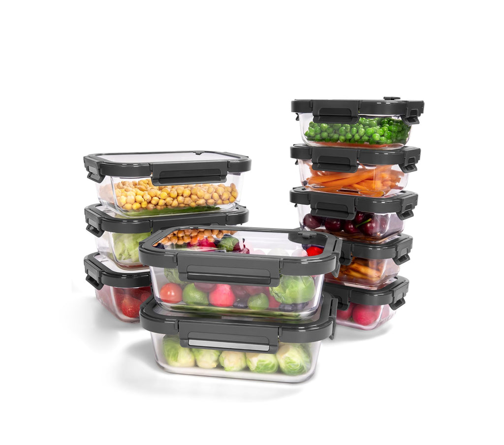 10-Pack Containers Glass Containers with Glass Lids BPA Free, Leak Proof Food Container
