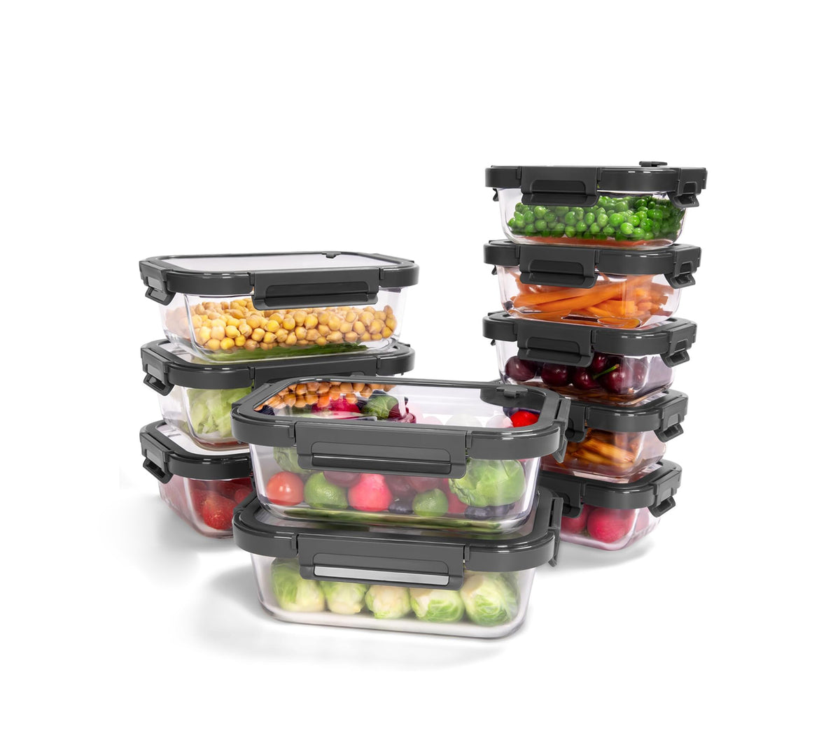 10-Pack Containers Glass Containers with Glass Lids BPA Free, Leak Proof Food Container