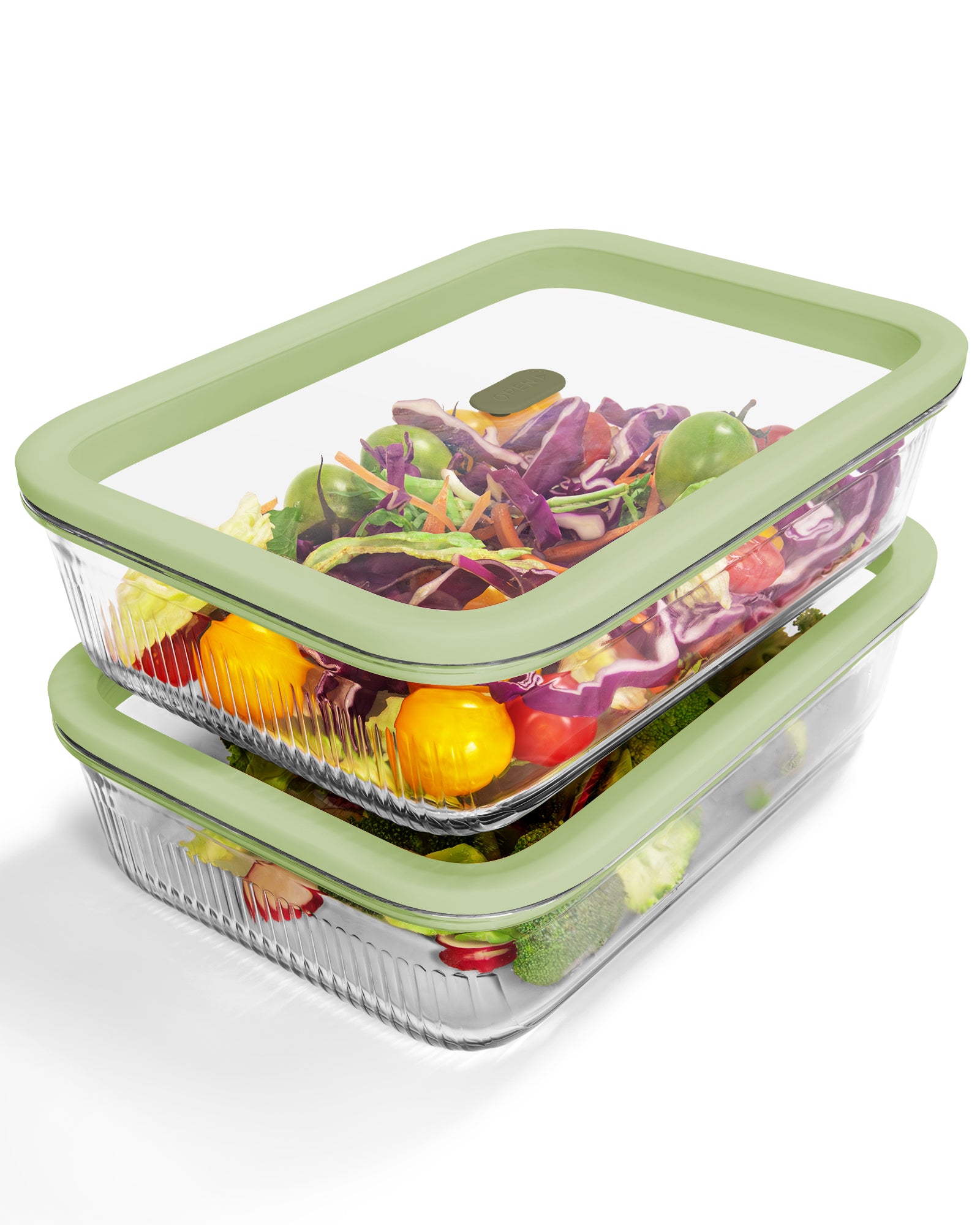 2 Pack Glass Food Storage Containers with Tempered Glass Lids & Steam Valve, 74oz(9.3 Cup) Airtight Leak-Proof Meal Prep Containers for Microwave/Oven/Freezer, Borosilicate Glass, Gift Box