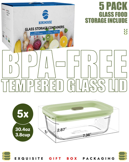 37oz Glass-Lid Container · 4-Pack | Green Set