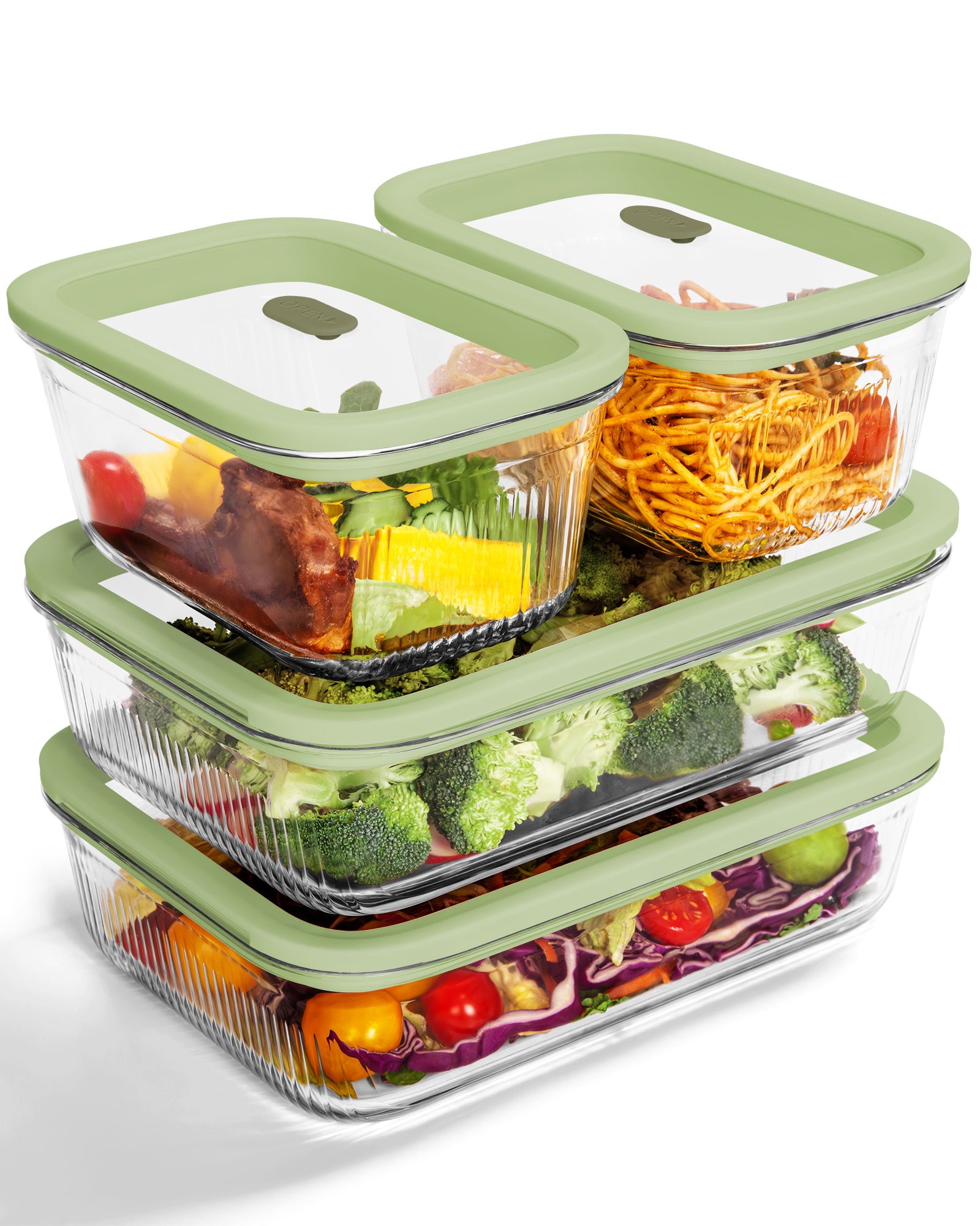 4-Pack Glass Food Storage Containers with Tempered Glass Lids, 2x 4.7 Cup & 2x 9.3 Cup, Airtight, Oven & Microwave Safe Borosilicate Glass (-4°F to 950°F)