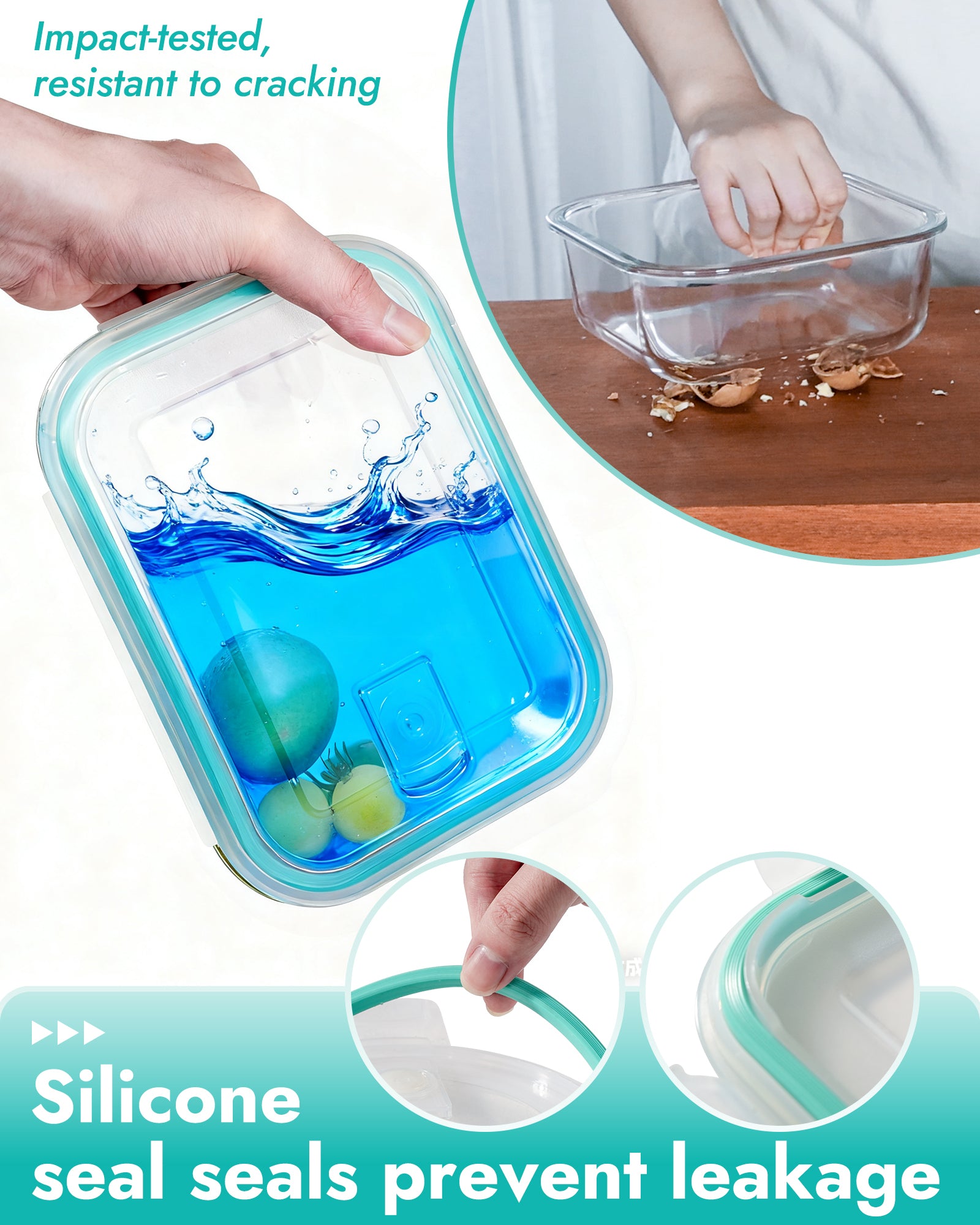 8-Piece Borosilicate Glass Food Storage Containers Set with Airtight Lids – Oven, Microwave & Freezer Safe, Leak-Proof, BPA-Free – Baking, Meal Prep & Gift Box