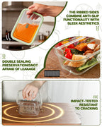 4-Pack Glass Food Storage Containers with Tempered Glass Lids, 4.6 Cup (37.2oz) Airtight, Oven & Microwave Safe (-4°F~950°F), Leakproof Meal Prep & Lunch Containers（Green）
