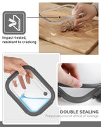 2-Pack Food Storage Containers Glass Containers with Lids BPA Free, Leak Proof Food Container（Gray）