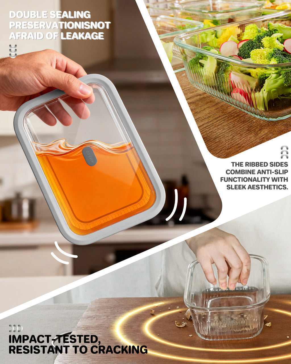 2 Pack Glass Food Storage Containers with Tempered Glass Lids & Steam Valve, 74oz(9.3 Cup) Airtight Leak-Proof Meal Prep Containers for Microwave/Oven/Freezer, Borosilicate Glass, Gift Box