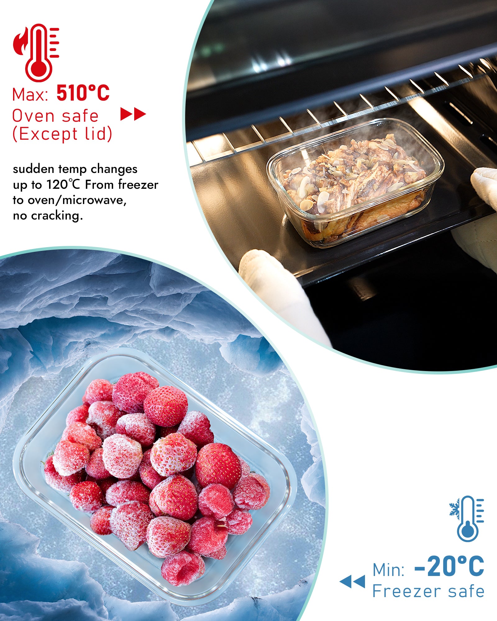 8-Piece Borosilicate Glass Food Storage Containers Set with Airtight Lids – Oven, Microwave & Freezer Safe, Leak-Proof, BPA-Free – Baking, Meal Prep & Gift Box