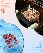 4-Pack Glass Food Storage Containers with Tempered Glass Lids, 4.6 Cup (37.2oz) Airtight, Oven & Microwave Safe (-4°F~950°F), Leakproof Meal Prep & Lunch Containers（Green）