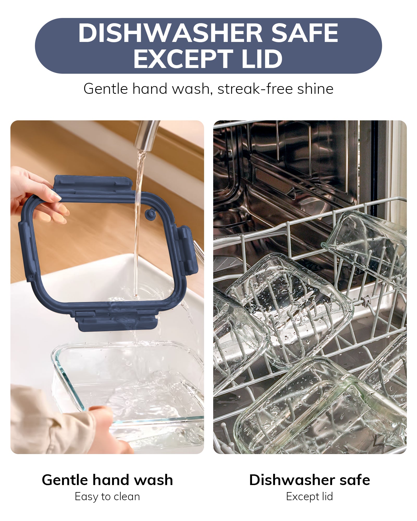 2-Pack Food Storage Containers Glass Containers with Lids BPA Free, Leak Proof Food Container（Blue）