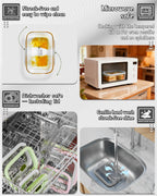4-Pack Glass Food Storage Containers with Tempered Glass Lids, 2x 4.7 Cup & 2x 9.3 Cup, Airtight, Oven & Microwave Safe Borosilicate Glass (-4°F to 950°F)