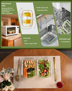 4-Pack Glass Container Set (2x 4.6 Cup & 2x 9.3 Cup), Ultimate Food Storage & Meal Prep with Easy-Open Valve, Tempered Glass Lids, Leakproof, Freezer to Oven Safe（Green）