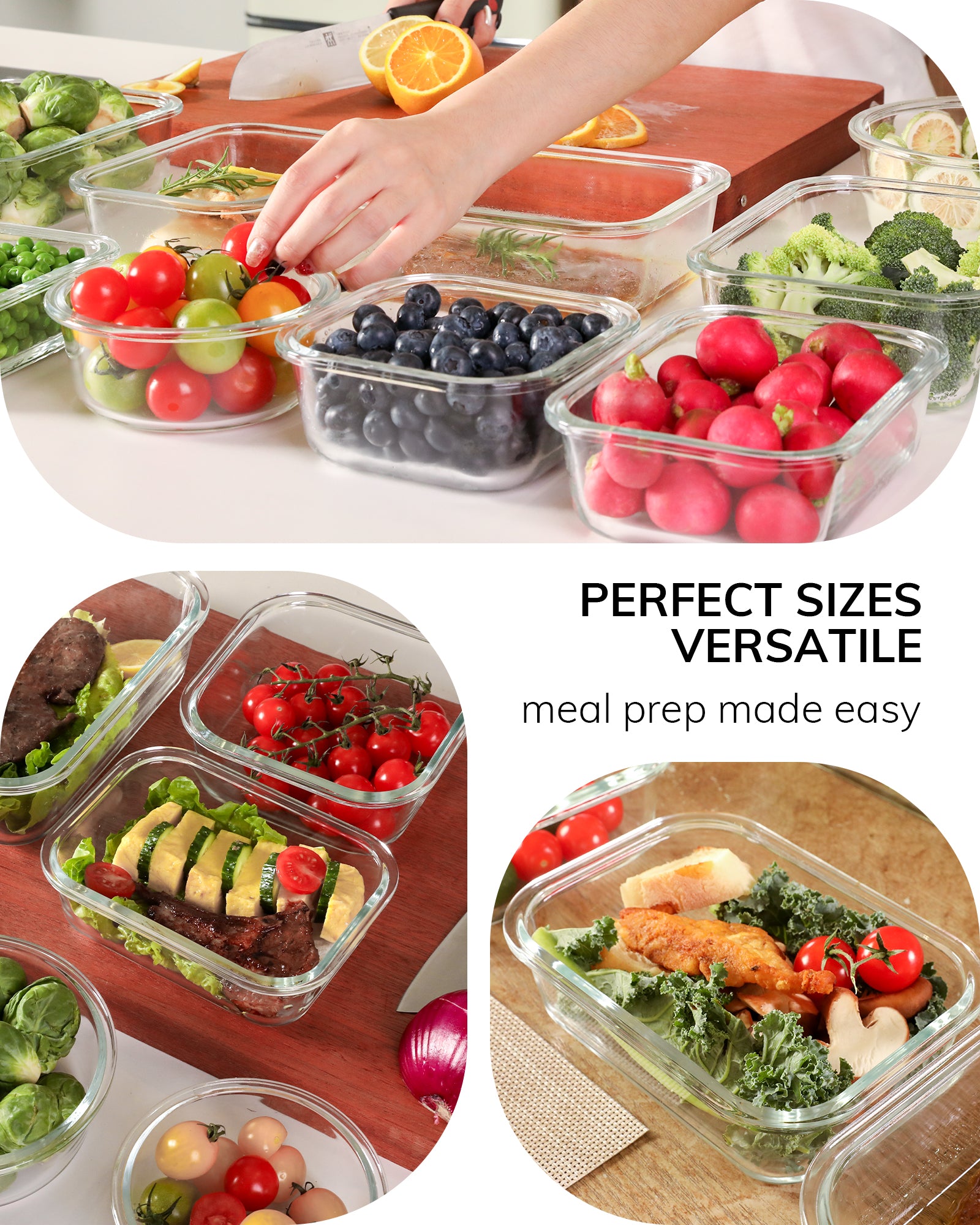 2-Pack Food Storage Containers Glass Containers with Lids BPA Free, Leak Proof Food Container（Blue）