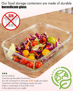 2 Pack Glass Food Storage Containers with Tempered Glass Lids & Steam Valve, 74oz(9.3 Cup) Airtight Leak-Proof Meal Prep Containers for Microwave/Oven/Freezer, Borosilicate Glass, Gift Box(Pink)