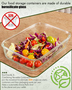 4-Pack Glass Container Set (2x 4.6 Cup & 2x 9.3 Cup), Ultimate Food Storage & Meal Prep with Easy-Open Valve, Tempered Glass Lids, Leakproof, Freezer to Oven Safe（Green）