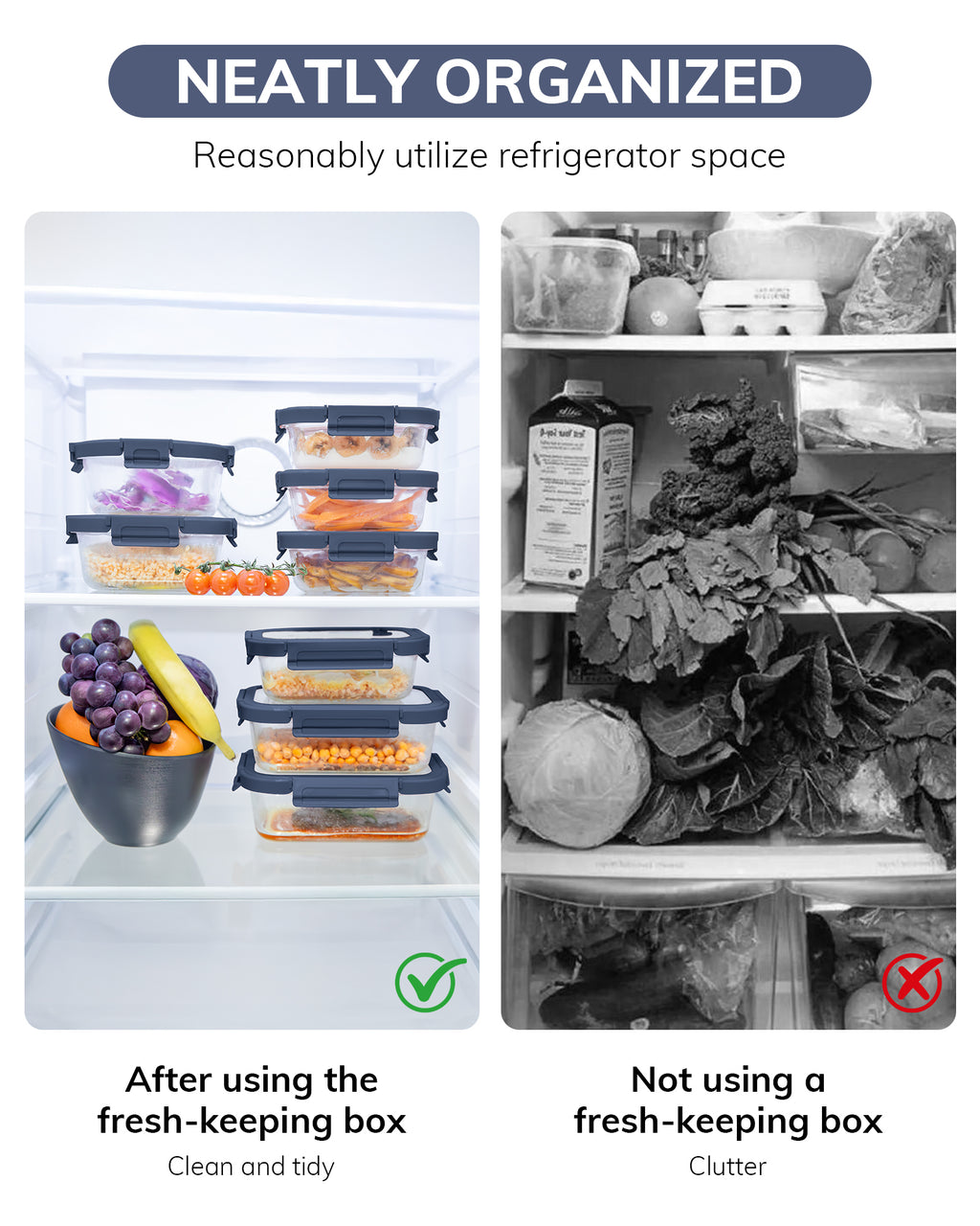 2-Pack Food Storage Containers Glass Containers with Lids BPA Free, Leak Proof Food Container（Blue）