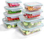 8-Piece Borosilicate Glass Food Storage Containers Set with Airtight Lids – Oven, Microwave & Freezer Safe, Leak-Proof, BPA-Free – Baking, Meal Prep & Gift Box
