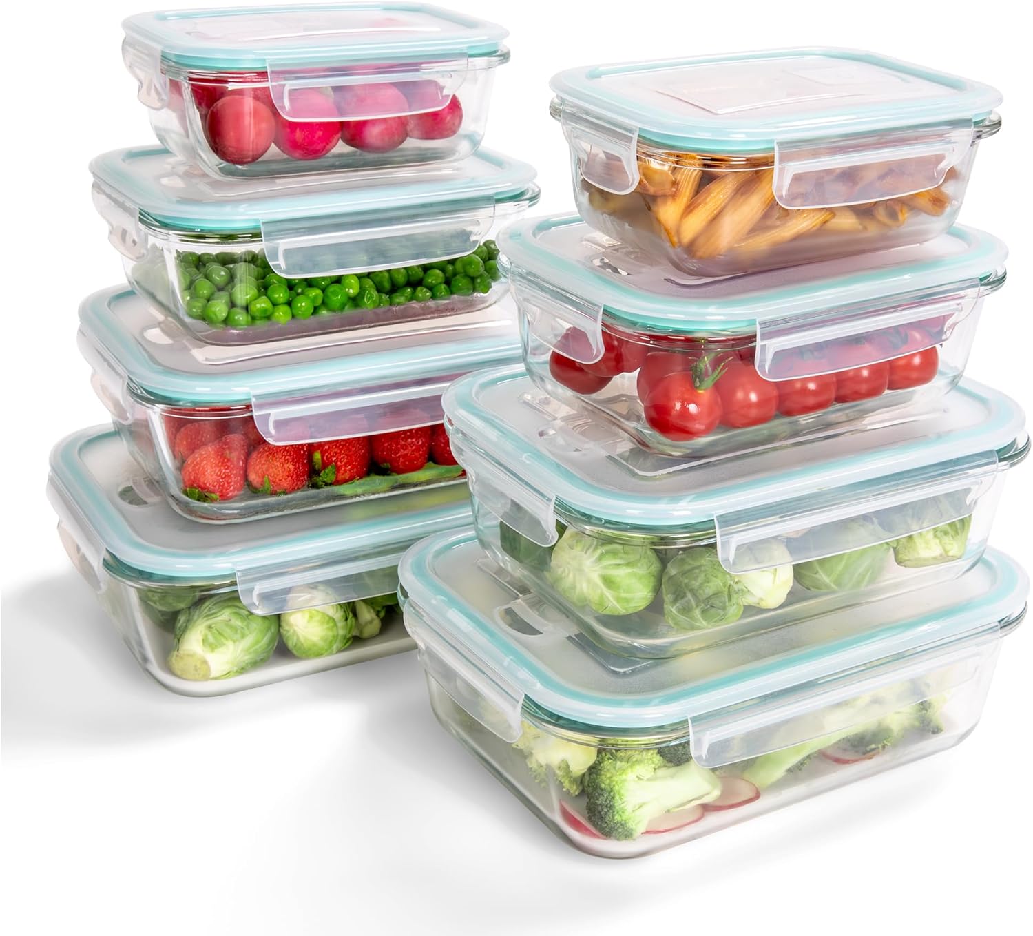 8-Piece Borosilicate Glass Food Storage Containers Set with Airtight Lids – Oven, Microwave & Freezer Safe, Leak-Proof, BPA-Free – Baking, Meal Prep & Gift Box