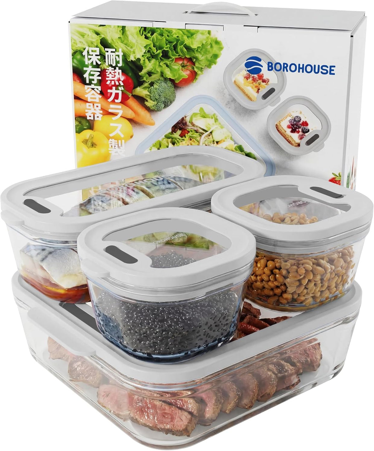 Glass Food Storage Container Set · 4 Pack