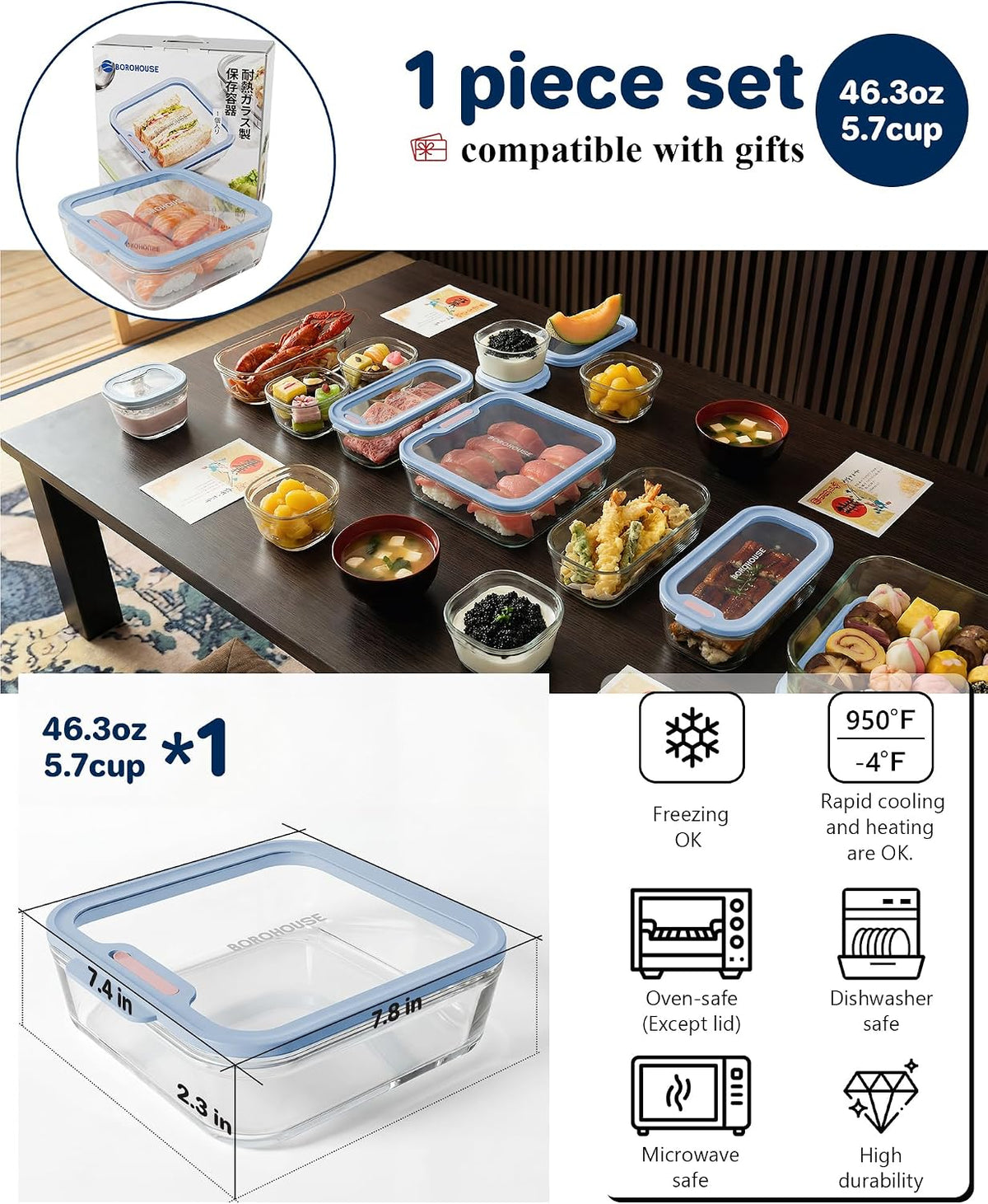 Tempered Glass Lid Food Storage Container · 5.7 Cup