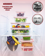 4-Pack Glass Food Storage Containers with Tempered Glass Lids, 4.6 Cup (37.2oz) Airtight, Oven & Microwave Safe (-4°F~950°F), Leakproof Meal Prep & Lunch Containers（Pink）