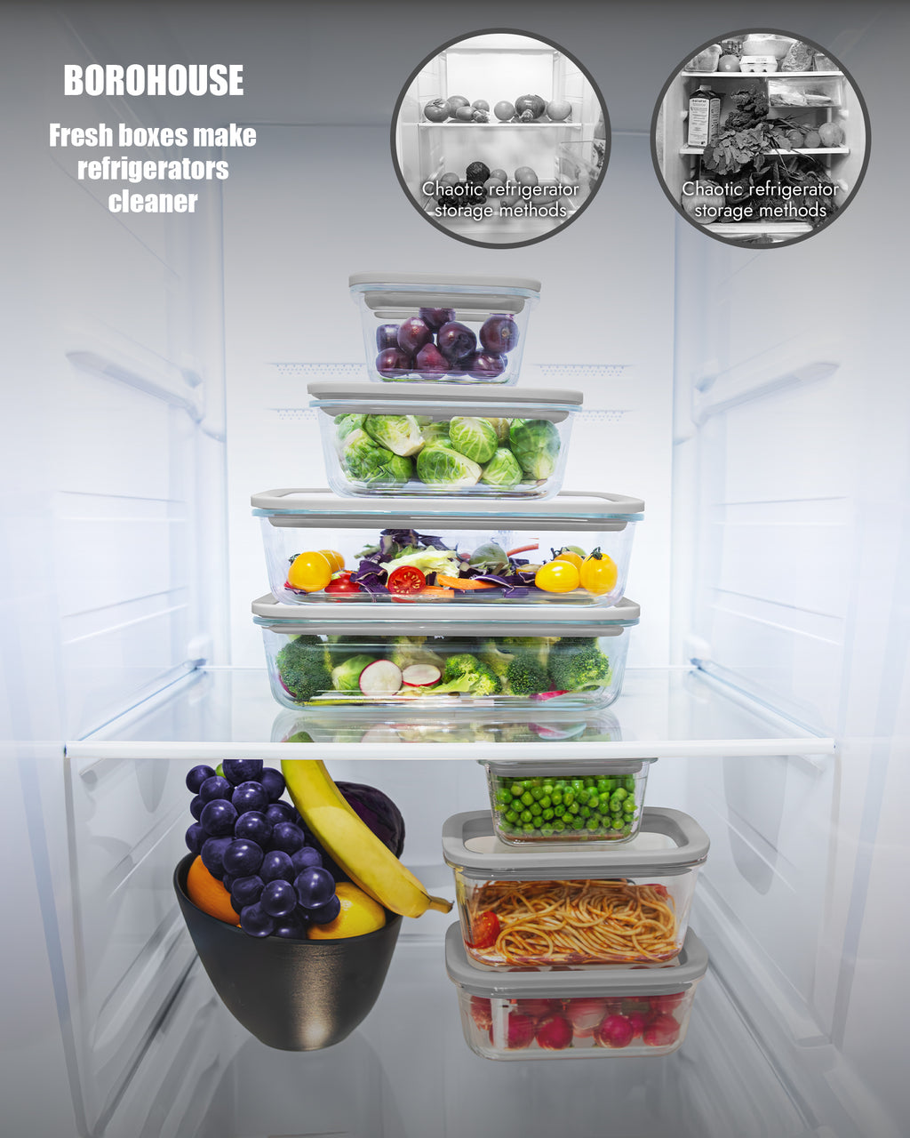 4-Pack Glass Food Storage Containers with Tempered Glass Lids, 4.6 Cup (37.2oz) Airtight, Oven & Microwave Safe (-4°F~950°F), Leakproof Meal Prep & Lunch Containers