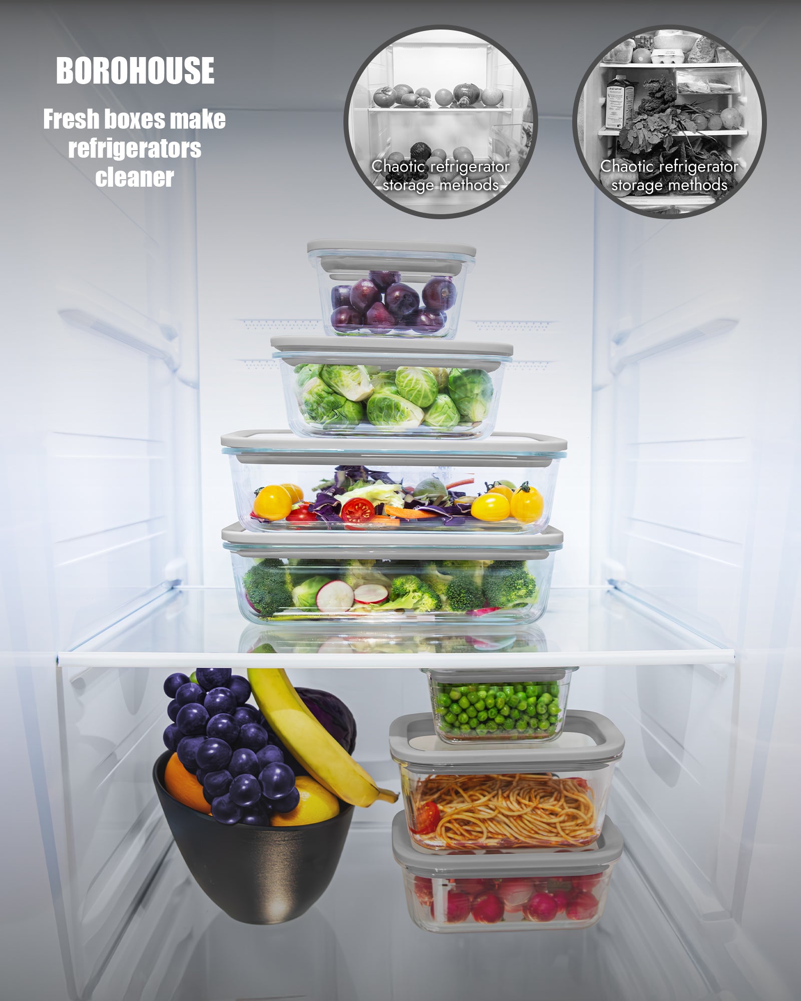 4-Pack Glass Food Storage Containers with Tempered Glass Lids, 4.6 Cup (37.2oz) Airtight, Oven & Microwave Safe (-4°F~950°F), Leakproof Meal Prep & Lunch Containers